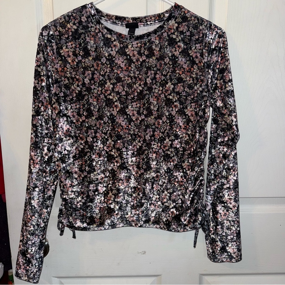 Floral Velvet Long Sleeve Top